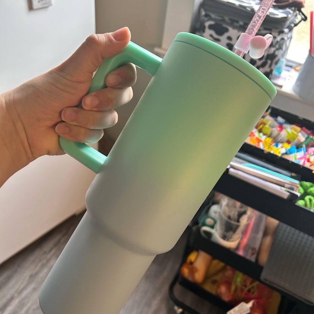 Mint Green and blue Tumbler with Handle